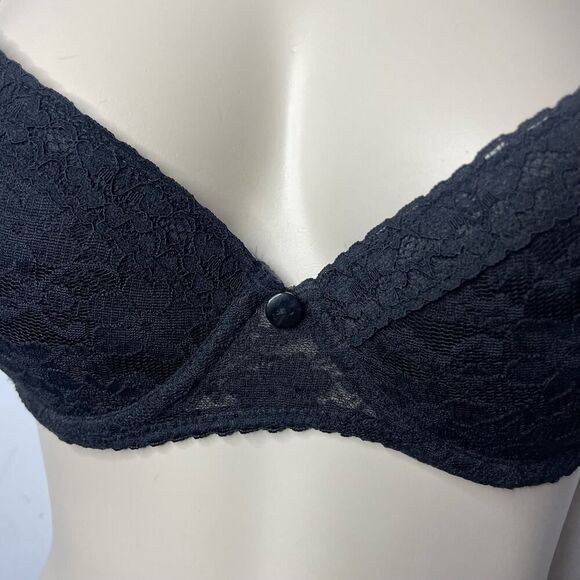 Rampage Intimates Bra 34D Black Lace Floral Lined Underwire Padded Feminine - Picture 2 of 6